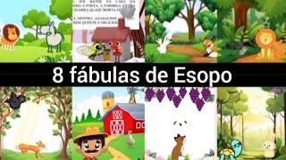 8 histórias infantis  fábulas de Esopo  O Leão e o Rato  A Raposa e a Cegonha e mais [upl. by Nosnevets]