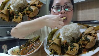 CHICKEN MOLOKHIA SALUYOT MUKBANG  MIDDLE EASTERN FOOD [upl. by Spooner]