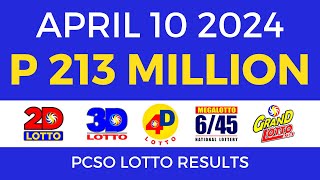 Lotto Result April 10 2024 9pm PCSO [upl. by Ahsratal748]