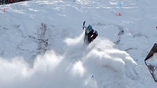 Snowmobile Climbs Air Flips Over Backwards  JUST SNOWMOBILES [upl. by Urbanus]