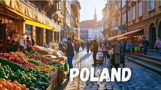 Gdańsk Poland 4K Summer Walking Tour  Neptune Fountain Cobblestone Streets and Majestic Church [upl. by Ruffo]