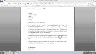 Como hacer una carta de solicitud de vacaciones en word 2010 [upl. by Yeuh]