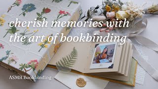 Crafting a photo album and scrapbook with floral cloth ✦ ASMR Bookbinding [upl. by Telrahc]