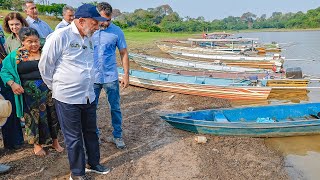 Brazils Lula visits drought stricken Amazon community as fires rage [upl. by Oned137]