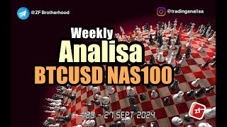 Weekly Analisa Teknikal BTCUSD  NAS100 tgl 23  27 Sept 24 [upl. by Atikcir]