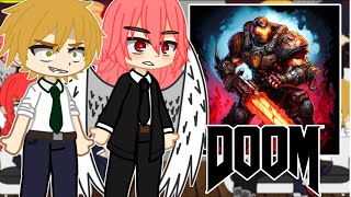 Chainsaw Man React to DOOM SLAYER  Tiktok  Gacha react [upl. by Annahsohs]