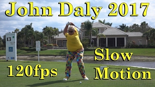 2017 JOHN DALY 120fps SLOW MOTION FACE ON DRIVER GOLF SWING 1080 HD [upl. by Anitsyrc]