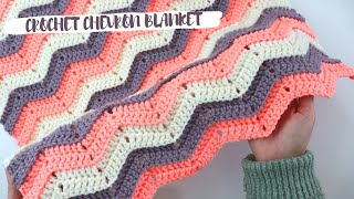 How To Crochet Chevron Stitch  Easy Baby Blanket [upl. by Peti]