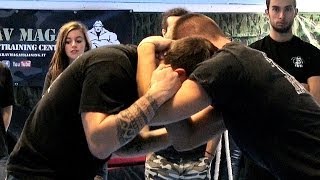 KRAV MAGA TRAINING • How to counter a Fighters clinch [upl. by Saimerej]