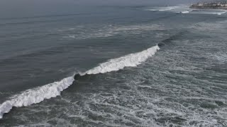 CBS 8 Drone captures huge waves high surf in Pacific Beach [upl. by China]