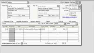 Peachtree Tutorial The Purchase Orders Window Sage Training Lesson 54 [upl. by Nodnek162]