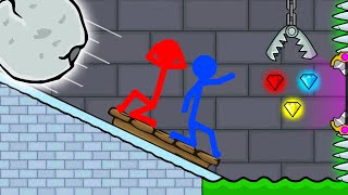 Watergirl and Fireboy Stickman animation  ice light run 2 Diamond Parkour 2 [upl. by Werd807]