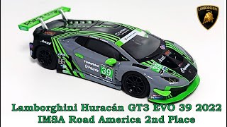 Lamborghini Huracán GT3 EVO 39 2022 IMSA Road America 2nd Place  Mini GT 164 [upl. by Anivol453]