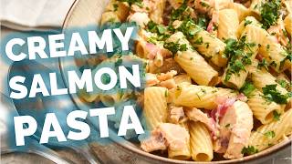 20Min Lemon Herb Salmon Pasta in a Creamy Sauce [upl. by Vevina]