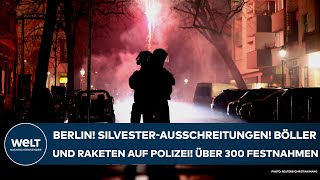 BERLIN SilvesterAusschreitungen Polizei mit Böllern und Raketen beschossen  über 300 Festnahmen [upl. by Niessuh]