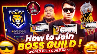 How to join BOSS GUILD 😱  World’s Best Guild in Free Fire  Free Fire Global Top 1 Guild [upl. by Gelasius233]