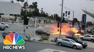 Dramatic Video Fiery Los Angeles Car Crash Kills Five Injures Seven [upl. by Egroj]