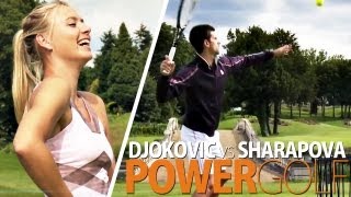 TennisVideo Djokovic vs Sharapova Challenge 1 Power Golf [upl. by Hershell634]