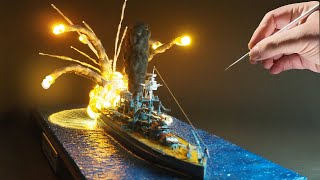 DIORAMA of the USS ARIZONA explosion at Pearl Harbor  WRECK diorama  How to make DIY [upl. by Atiran]