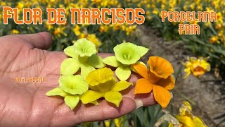 Como hacer flores en porcelana fria SIN MOLDES Narcisos 🌺 🌺 🌺 Manualidades faciles de hacer [upl. by Weidner98]