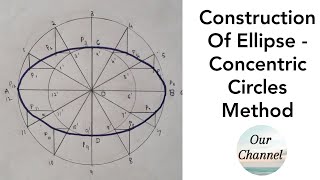 Construction of Ellipse Concentric Circles Method  Engineering Drawing [upl. by Barlow]