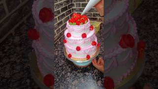 Three tier cake 😄🎂 New Design Cake cake shorts vairalvideo cakedesign cakerecipe shortfeed [upl. by Afnin126]