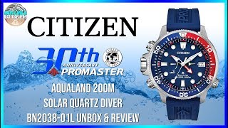 Dive Beast  New Citizen Promaster Aqualand 200m Solar Quartz Diver BN203801L Unbox amp Review [upl. by Ulises]