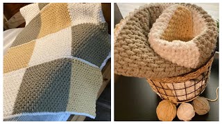 Crochet this Chunky Textured Mini Basketweave Blocks Blanket Free Pattern [upl. by Eelyahs]