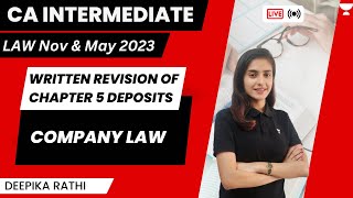 Written Revision of Chapter 5  Deposits  Udaan batch for CA Intermediate Law  Deepika Rathi [upl. by Debra]