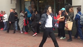 Michael Jackson street performance at SanFrancisco  This copy dancer entraining people so real [upl. by Eetsirk]