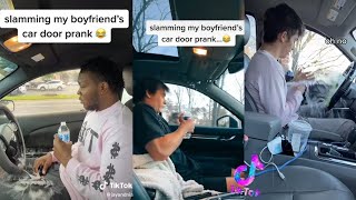 Slamming My BoyfriendGirlfriend Car Door Prank goes Wrong 😂🤕 tiktok [upl. by Hseyaj]