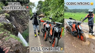 Ride to delta waterfall Goa exploring waterfalls near belguam😍📍sgboisagar sgboi boiontop 390s [upl. by Merp]