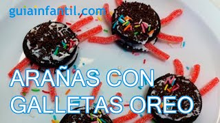 Recetas de Halloween Arañas con galleta Oreo [upl. by Namdor927]