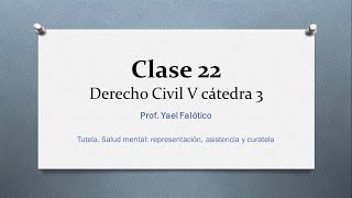 Clase de la Prof Yael Falótico Tutela Salud mental representación asistencia y curatela [upl. by Aniratak229]