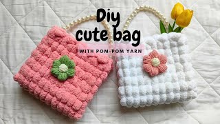 DIY Flower crochet Bag Female Casual Pearl Crossbody Bags Autumn Winter Mini Purse [upl. by Aira]