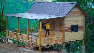 Build a firewood shed Clean up around the Wooden House  Hoang Huong [upl. by Litnahc]