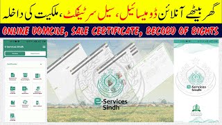 Online domicile and prc  online sale certificate  mutation  eservice Sindh  online land record [upl. by Aniar]