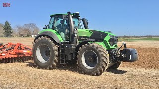 DEUTZ FAHR 9340 TTV Tractor Working on Spring Tillage [upl. by Bernardo711]