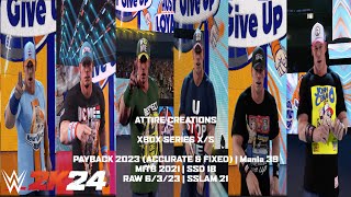 WWE 2K24  Cena Payback 23Mania 39MITB 21SSD18RAW 6323SSlam 21 Now On Community Creations [upl. by Michaud]