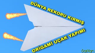 Dünya Rekoru Kırmış Kağıttan Uçak Yapımı  Origami Uçak Yapımı [upl. by Aneekal718]