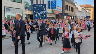 17 mai 2024 Skoletoget i Kristiansand  Barnetoget  17th May 2024  Norway Constitution Day [upl. by Ilrac]