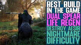 Best build in AC Valhalla  OP Dual Spear build destroy Aesir  Nightmare  difficulty [upl. by Jair]