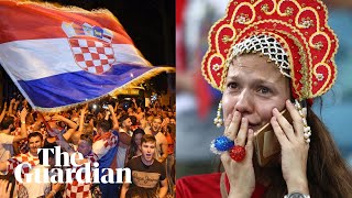 Croatia fans celebrate World Cup quarterfinal win as Russians are left devastated [upl. by Consalve]