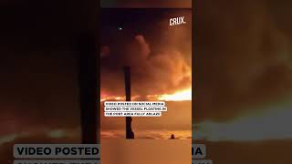 Watch  Fire Engulfs Luxury Yacht At Italian Port [upl. by Neelear]