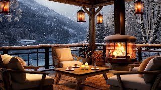 Cozy Winter Coffee Shop Ambience ⛄ Smooth Jazz Instrumental Music amp Crackling Fireplace for Relaxing [upl. by Lladnarc725]