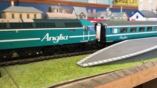 Bachmann Class 47 714 Anglia Railways new release departing with 4 Anglia MK2 Coaches [upl. by Godiva]