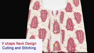 V Shape Neck Design for Kurti in malayalam  AdornHub [upl. by Llennaj]