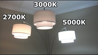 LED Light Bulb Color Comparison  2700K 3000K 5000K Side by Side Demo  Warm to Soft Bright White [upl. by Dyal]