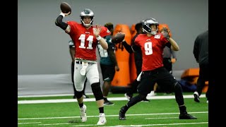 Carson Wentz Philadelphia Eagles quarterbacks work at practice [upl. by Arodal]