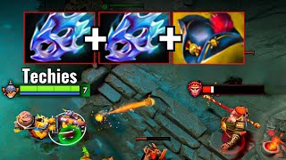 Insane 2000 Attack Range Techies x2 Moon Shards  Pirate Hat Builds 29Kills Dota 2 [upl. by Haimarej]